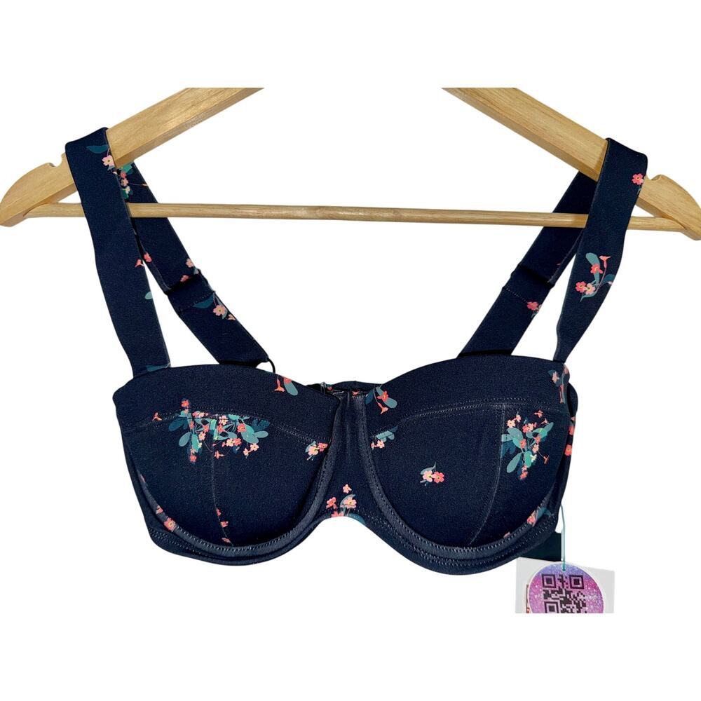 NWT TA3 Busty Bra Top Primrose Black Pink Floral Underwire Bikini Top Sz XS D/DD